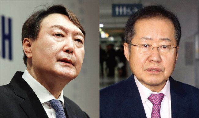 윤석열 전 검찰총장(왼쪽)과 국민의힘 홍준표 의원. [동아DB]