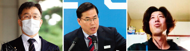 (왼쪽부터)화천대유자산관리 대주주 김만배 씨. 유동규 전 성남도시개발공사 기획본부장. 천화동인 4호 소유주 남욱 변호사. [뉴스1, 사진 제공 · 경기도, JTBC 뉴스룸 방송화면 캡처]