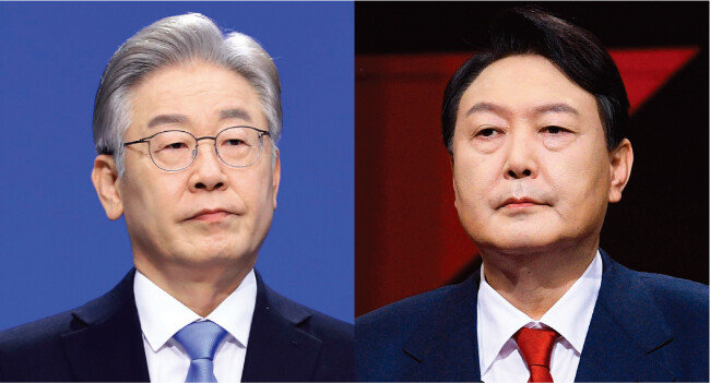 더불어민주당 이재명 대선후보(왼쪽)와 국민의힘 윤석열 전 검찰총장. [동아DB]