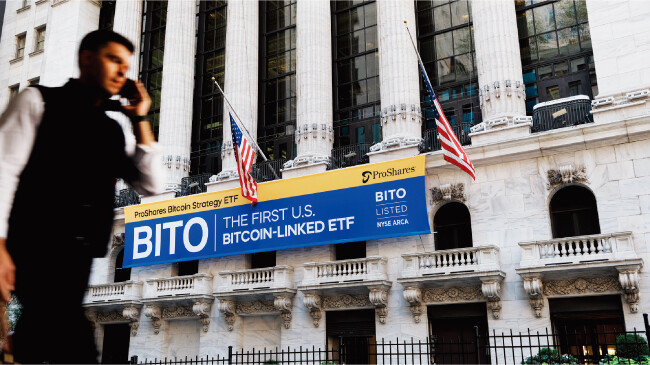 10월 19일 미국 뉴욕증권거래소에 미국 첫 번째 비트코인 ETF BITO(비토)가 상장했다. [GETTYIMAGES]