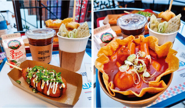 신세계푸드와 협업한 ‘신세계분식’에서 간식거리를 저렴하게 판다. [구희언 기자]