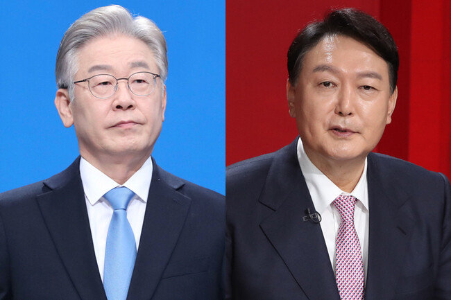 더불어민주당 이재명 대선후보(왼쪽)와 국민의힘 윤석열 대선후보. [동아DB]