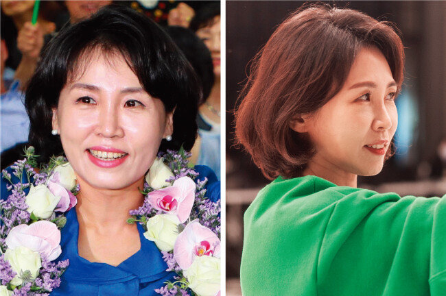 김혜경 씨 헤어스타일 변화. 2018년(왼쪽)과 2021년 모습. [동아DB,  이재명 캠프]