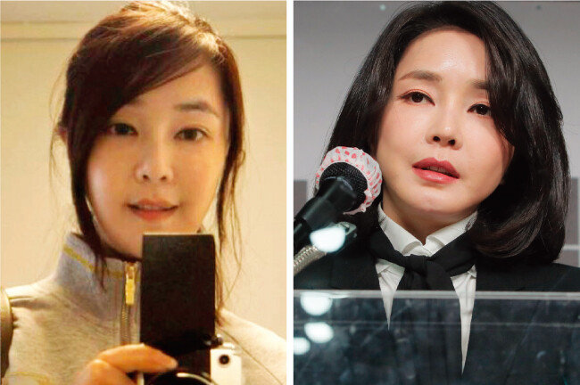 김건희 씨 헤어스타일 변화. 과거와 최근(2021년 12월) 모습. [김건희 SNS, 동아DB]