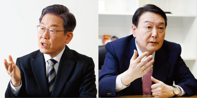 더불어민주당 이재명 대선 후보(왼쪽). 국민의힘 윤석열 대선 후보. [동아DB]