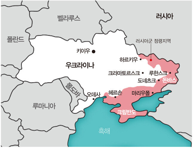 러시아는 하르키우~크라마토르스크~도네츠크~마리우폴~헤르손~오데사~크림반도를 연결하는 ‘노보로시야’ 재건을 꿈꾸고 있다.