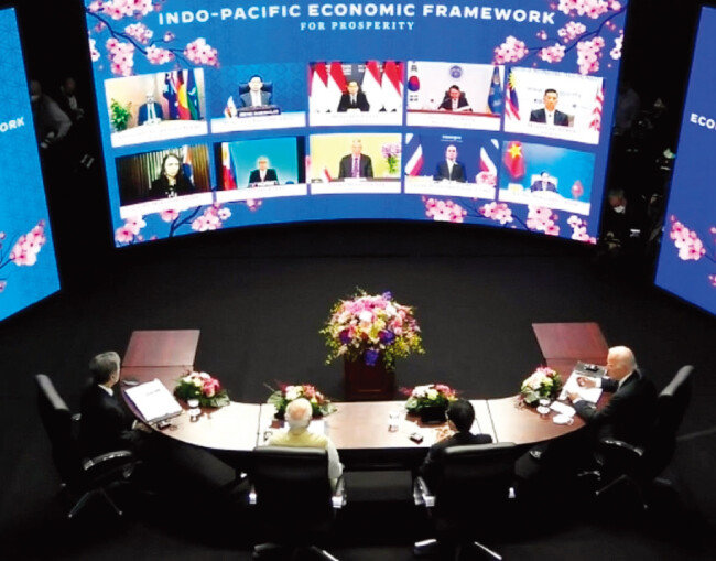 미국이 주도하는 IPEF 출범 정상회의가 5월 23일 화상으로 열렸다. [미국 백악관]
