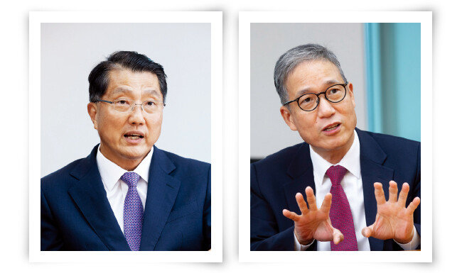 진웅섭 고문(왼쪽). 김동은 대표변호사. [지호영 기자]