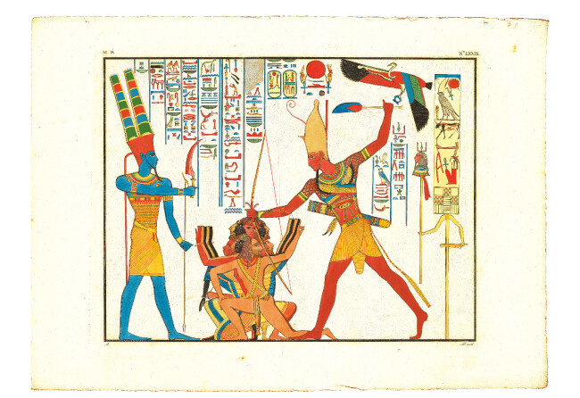 적을 무찌르는 람세스 2세 | 1832~1834년, ‘이집트와 누비아의 기념물’ 제1권 도판79, 리소그래프. 
 [사진 제공 · ENA파트너스]