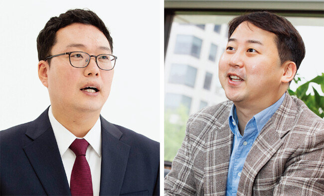 국민의힘 천하람 순천갑 당협위원장(왼쪽)과 장예찬 청년재단 이사장. [동아DB]