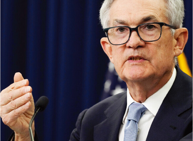3월 22일(현지 시간) 제롬 파월 미 연방준비제도이사회 의장이 연방공개시장위원회(FOMC) 정례회의 후 기자회견에서 발언하고 있다. [뉴시스]