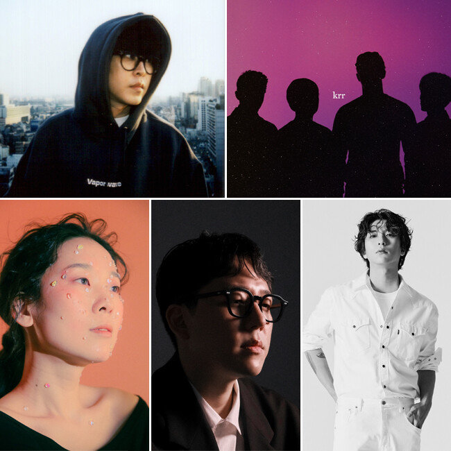 ‘바로 우리’ 앨범 제작에 참여한 이이언, 크르르, 함병선, 황푸하, 김사월(왼쪽 위부터 시계방향).