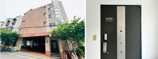 서정진 회장의 내연녀 A 씨가 대표이사로 있는 업체가 입주한 서울 강남구 빌라텔(왼쪽)과 사무실. [이슬아 기자] 