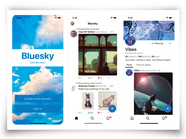 트위터 창업자 잭 도시가 개발한 SNS(소셜네트워크서비스) ‘블루스카이 소셜’. [블루스아이 소셜 제공]