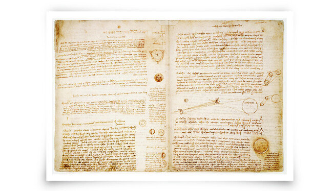 레오나르도 다빈치의 작업노트 ‘코덱스 레스터’. [GETTYIMAGES]