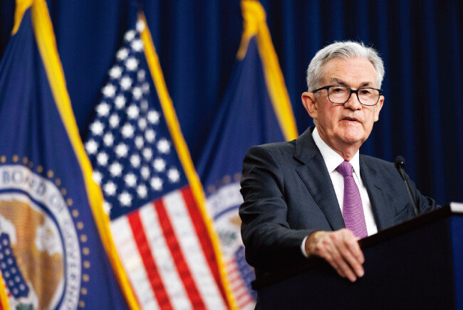 7월 미국 연방공개시장위원회(FOMC) 정례회의를 마치고 결과를 발표하는 제롬 파월 연방준비제도이사회 의장. [뉴시스]