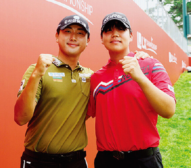‘프로 잡는 아마’로 불리는 조우영(왼쪽)과 장유빈. [KPGA 제공]
