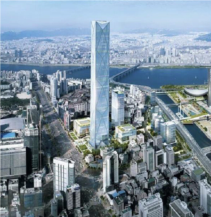 서울 강남구 삼성동 한전부지에 짓기로 했던 105층 짜리 글로벌비즈니스센터(GBC) 조감도. 올해 2월 현대차그룹이 변경안을 제시하기 이전 설계안이다.