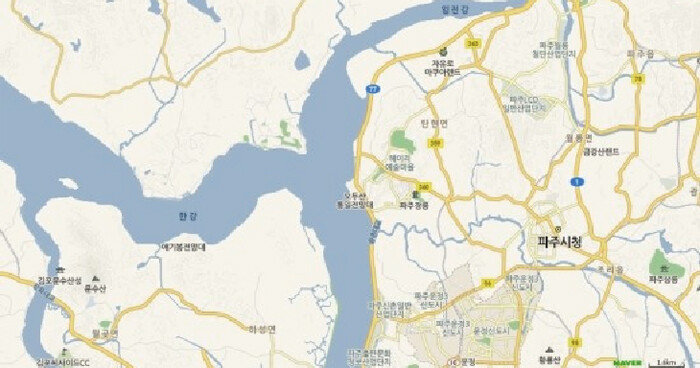 한강과 임진강의 합수 지역. [네이버지도]