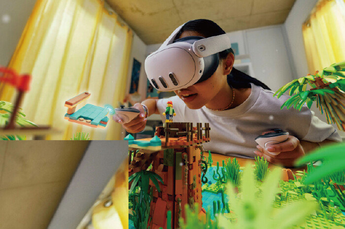 메타 퀘스트3의 MR 콘텐츠 ‘레고 브릭테일스’를 사용하는 모습. [Meta]