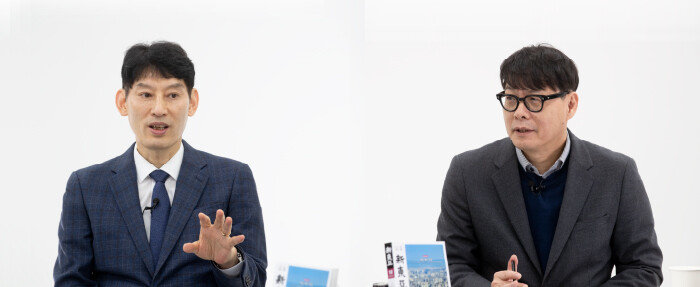 박성민 정치컨설팅그룹 ‘민’ 대표(왼쪽).  유승찬 스토리닷 대표. [지호영 기자]