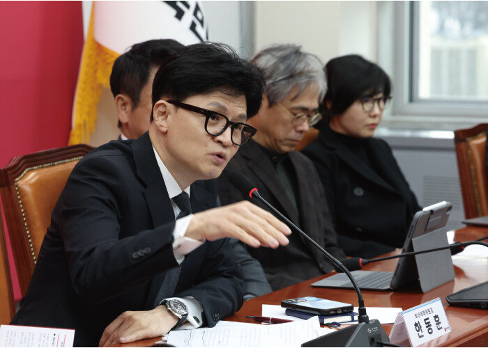 1월 22일 서울 여의도 국회에서 열린 국민의힘 비상대책위원회의에서 한동훈 비대위원장이 발언하고 있다. 이날 한 위원장은 “올해 총선 시대정신은 운동권 특권 세력 청산”이라고 말했다. [뉴스1]
