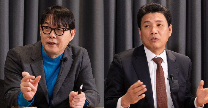 선거 및 데이터 전문가 유승찬 스토리닷 대표(왼쪽)와 엄경영 시대정신연구소장.