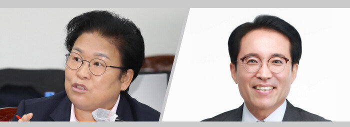 더불어민주당 문정복(왼쪽). 국민의힘 정필재. [뉴스1, 정필재 홈페이지]