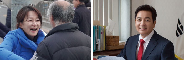이재정 더불어민주당 후보(왼쪽)와 심재철 국민의힘 후보. 