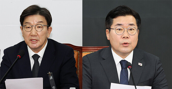 권성동 국민의힘 원내대표(왼쪽), 박찬대 더불어민주당 원내대표.[뉴시스]