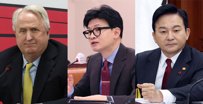 국민의힘 비상대책위원장 후보로 거론되는 인요한 전 혁신위원장, 한동훈 법무부 장관, 원희룡 국토교통부 장관(왼쪽부터). [뉴스1]