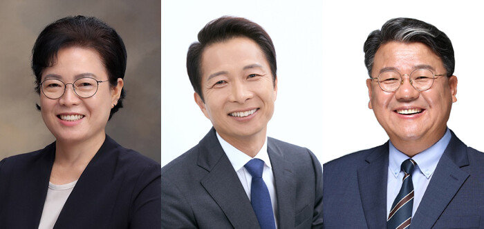 국민의힘 송파을 공천을 신청한 김정돌 국민의힘 중앙여성고문단 고문(맨 왼쪽부터 순서대로)과 더불어민주당 송파을 공천 심사 대상자인 송기호 송파을 지역위원장(당대표 법률특보), 홍성룡 한양대 공공정책대학원 겸임교수. [중앙선거관리위원회]
