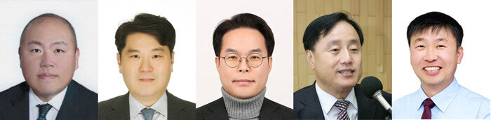 구로갑 예비 후보로 등록한 더불어민주당 임영택 민주평화통일자문회의 구로구협의회 자문위원(왼쪽부터 순서대로)과 김종욱 전 서울시 정무부시장, 국민의힘 김재식 변호사와 안홍렬 변호사, 진보당 최재희 구로구위원장. [중앙선거관리위원회]