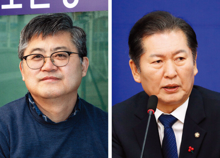 국민의힘 후보로 서울 마포을에 출마하는 함운경 전국민주화운동동지회 회장(왼쪽)과 더불어민주당 정청래 의원. [동아DB]