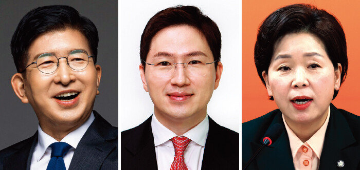 민주당과 국민의힘, 개혁신당이 경기 용인갑에 각각 공천한 이상식 전 부산지방경찰청장과 이원모 전 대통령실 인사비서관, 양향자 원내대표(왼쪽부터). [이상식 페이스북, 중앙선거관리위원회, 뉴시스]