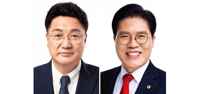 민주당과 국민의힘이 경기 이천에 각각 공천한 엄태준 전 이천시장(왼쪽)과 송석준 의원. [중앙선거관리위원회]