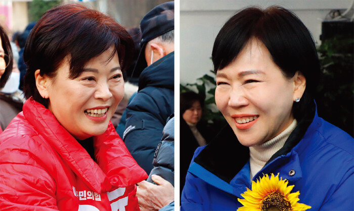 서울 중·성동갑에서 대결을 펼치는 국민의힘 윤희숙 후보(왼쪽)와 더불어민주당 전현희 후보. [동아DB]