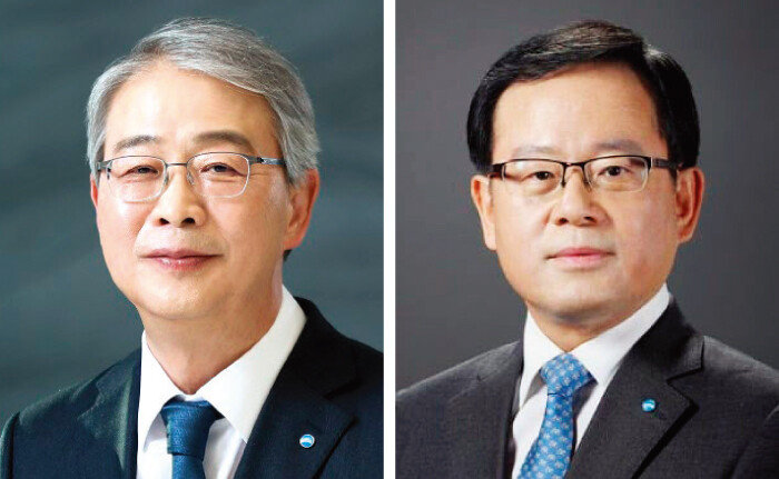 임종룡 우리금융지주 회장(왼쪽)과 조병규 우리은행장. [우리금융지주 제공]