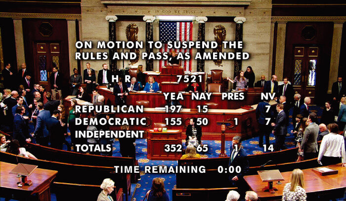 3월 13일(현지 시간) 미국 하원에서 ‘틱톡금지법’이 찬성 352표, 반대 65표로 가결됐다. [미국 하원 본회의 생중계 캡처]