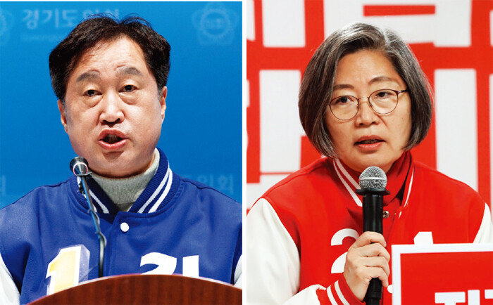 경기 수원정 선거구에서 대결하는 더불어민주당 김준혁 후보(왼쪽)와 국민의힘 이수정 후보. [뉴스1]