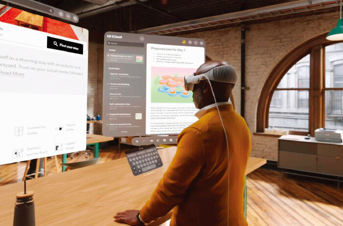 애플 비전프로를 비롯한 VR 헤드셋 인기가 높아지면서 보안 취약성에 대한 대책 마련이 시급하다는 지적이 나오고 있다. [애플 제공]