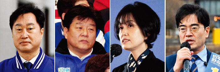 4·10 총선에서 승리한 김준혁, 양문석, 박은정 당선인과 개혁신당 이준석 당선인에게 패한 더불어민주당 공영운 후보왼(쪽부터). [뉴시스, 뉴스1, 뉴스1, 뉴시스]