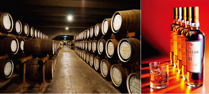위스키는 오크통에서 3년 이상 숙성을 거쳐 만들어진다(왼쪽). 스코틀랜드는 당초 스페인 오크통에서 위스키를 숙성시켰으나 시간이 지나면서 미국 오크통을 사용하기 시작했다. [위키피디아, 동아DB]