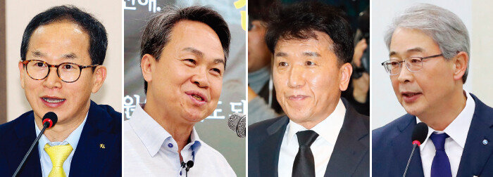 양종희 KB금융지주 회장, 진옥동 신한금융지주 회장, 함영주 하나금융지주 회장, 임종룡 우리금융지주 회장(왼쪽부터). [동아DB]