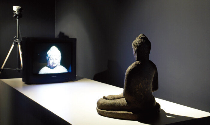 2017년 광주미디어아트페스티벌에 전시됐던 백남준 작가의 ‘TV 부처’.[광주=뉴시스]