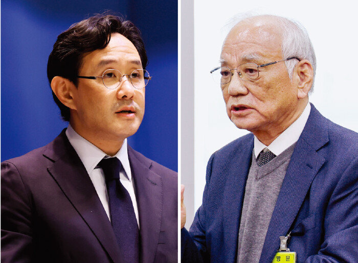 치열한 경영권 다툼을 벌이고 있는 최윤범 고려아연 회장(왼쪽)과 장형진 영풍 고문. [뉴스1]