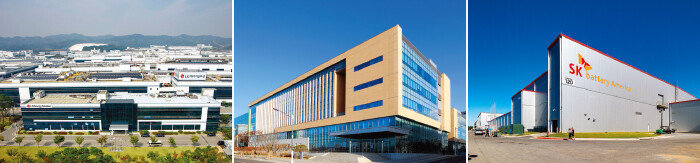 K-배터리를 이끄는 LG에너지솔루션, 삼성SDI, SK온(왼쪽부터). [각 사 제공]