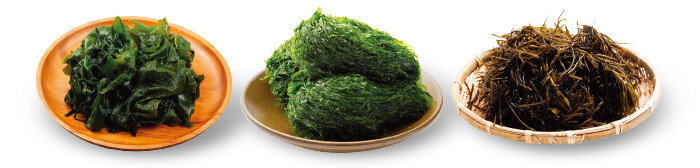 겨울에만 맛볼 수 있는 생미역, 굴과 함께 국으로 끓여 먹으면 제맛인 파래, 조선시대 기근을 극복하게 해준 톳(왼쪽부터). [GettyImages]