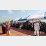 14일 인천상륙작전 팔미도등대탈환점등 67주년 기념행사서 김상기 회장이 축사를 하고 있다.