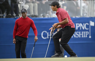 Tiger Woods and son fall short in PNC championship playoff